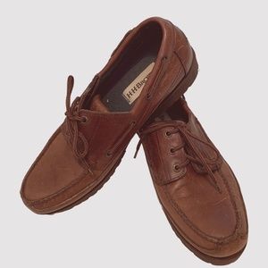 H H BROWN Men's Tan Leather Boat Shoes Size 11M